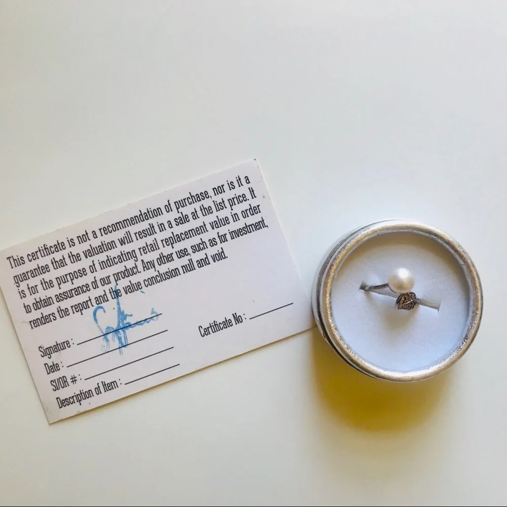 🪙 NIB Adjustable‎ AUTHENTIC THAI PEARL & Silver Leaf Ring